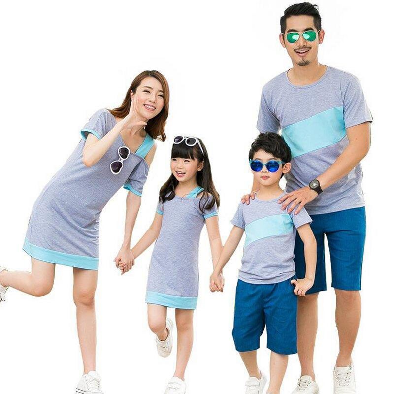 Family Matching Outfits Mother Daughter Dress Gray Father Son T shirt clothing Shopee Malaysia