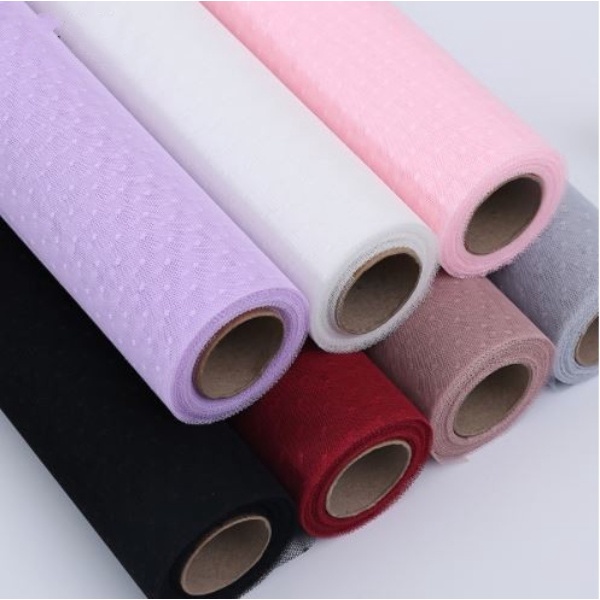 SHIOK Polyester Organza Dot Mesh Roll Wrapper For Flower Bouquet ...