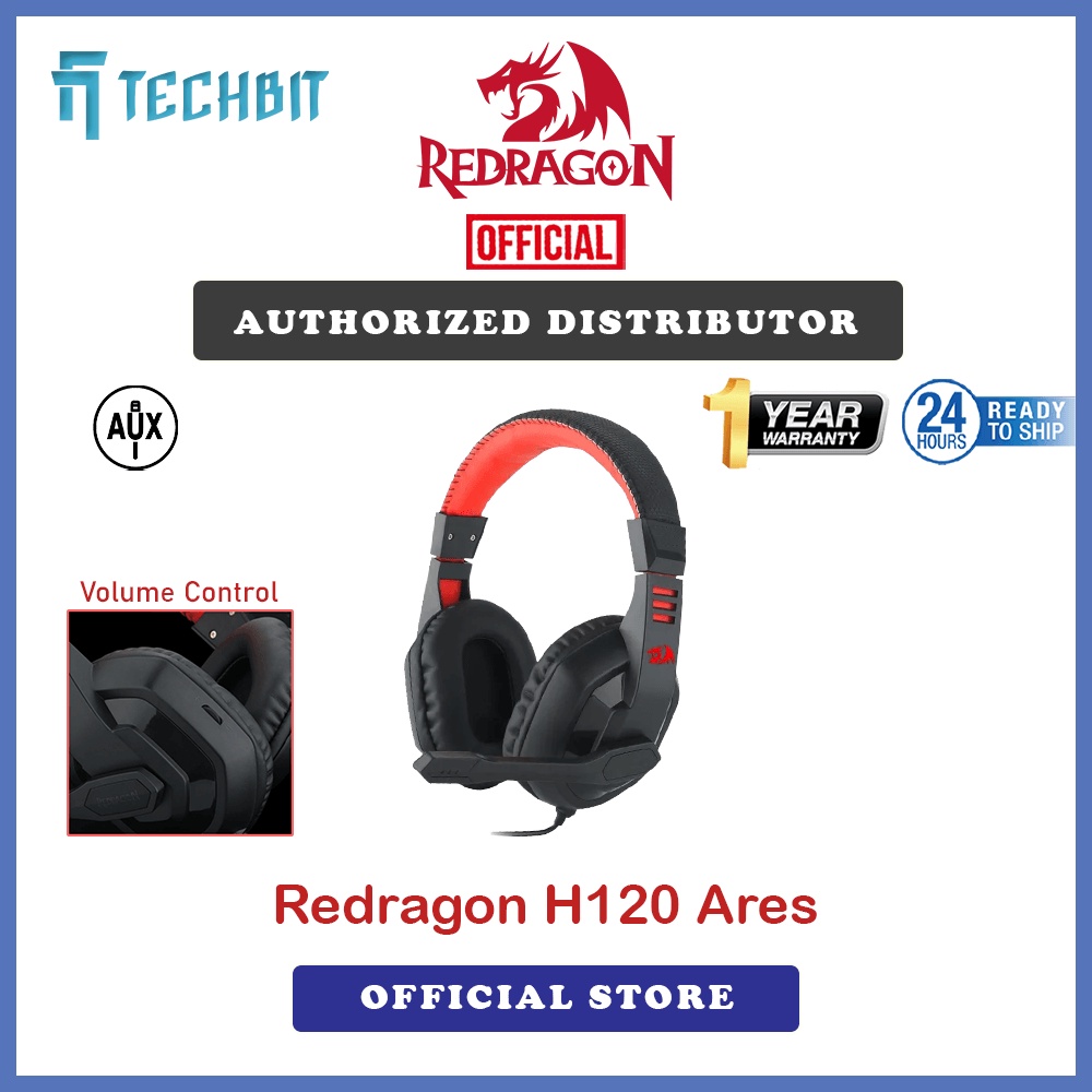 Redragon H120 Ares Stereo Adjustable Mic Wired Headset Headphone