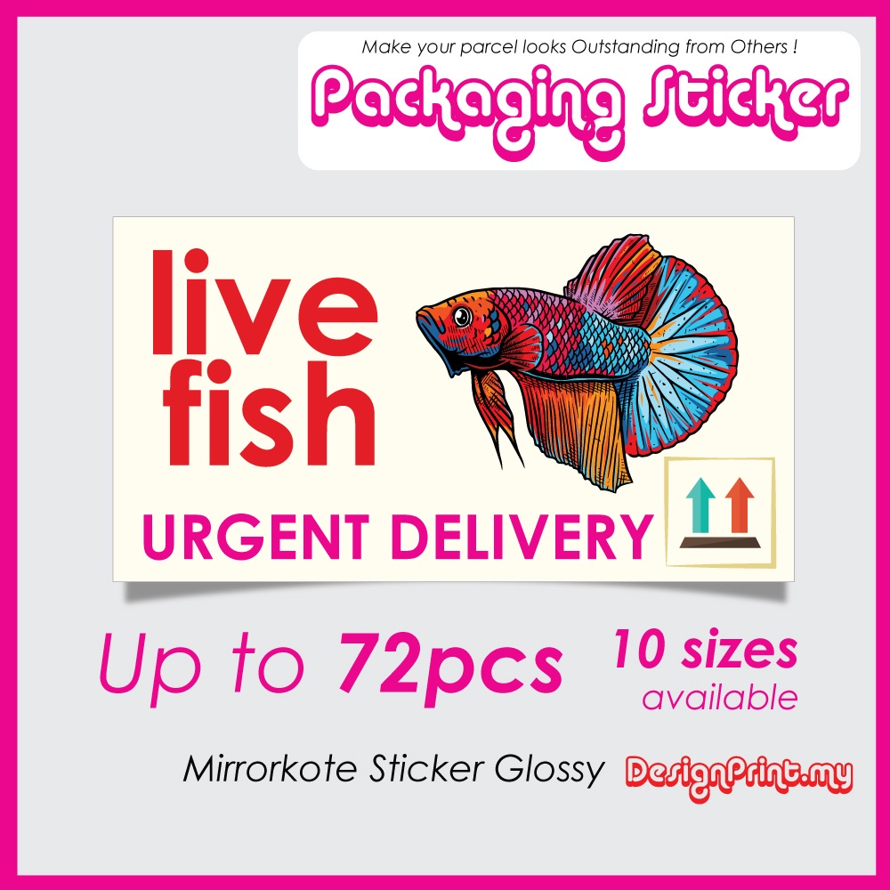Betta Live Fish Packaging Fragile Sticker Stiker Ikan Hidup