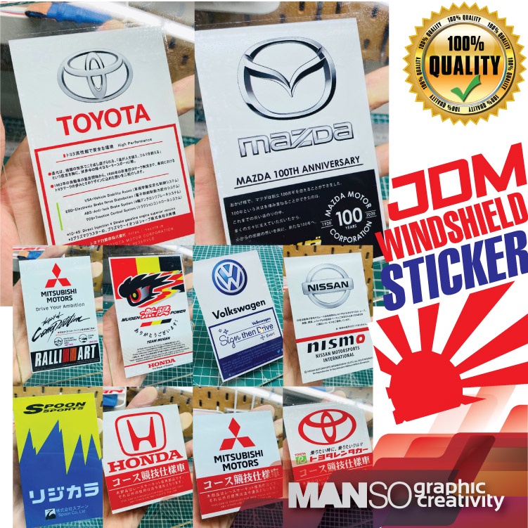 JDM Car Windshield Sticker Decoration For Honda Toyota Mazda Nissan ...