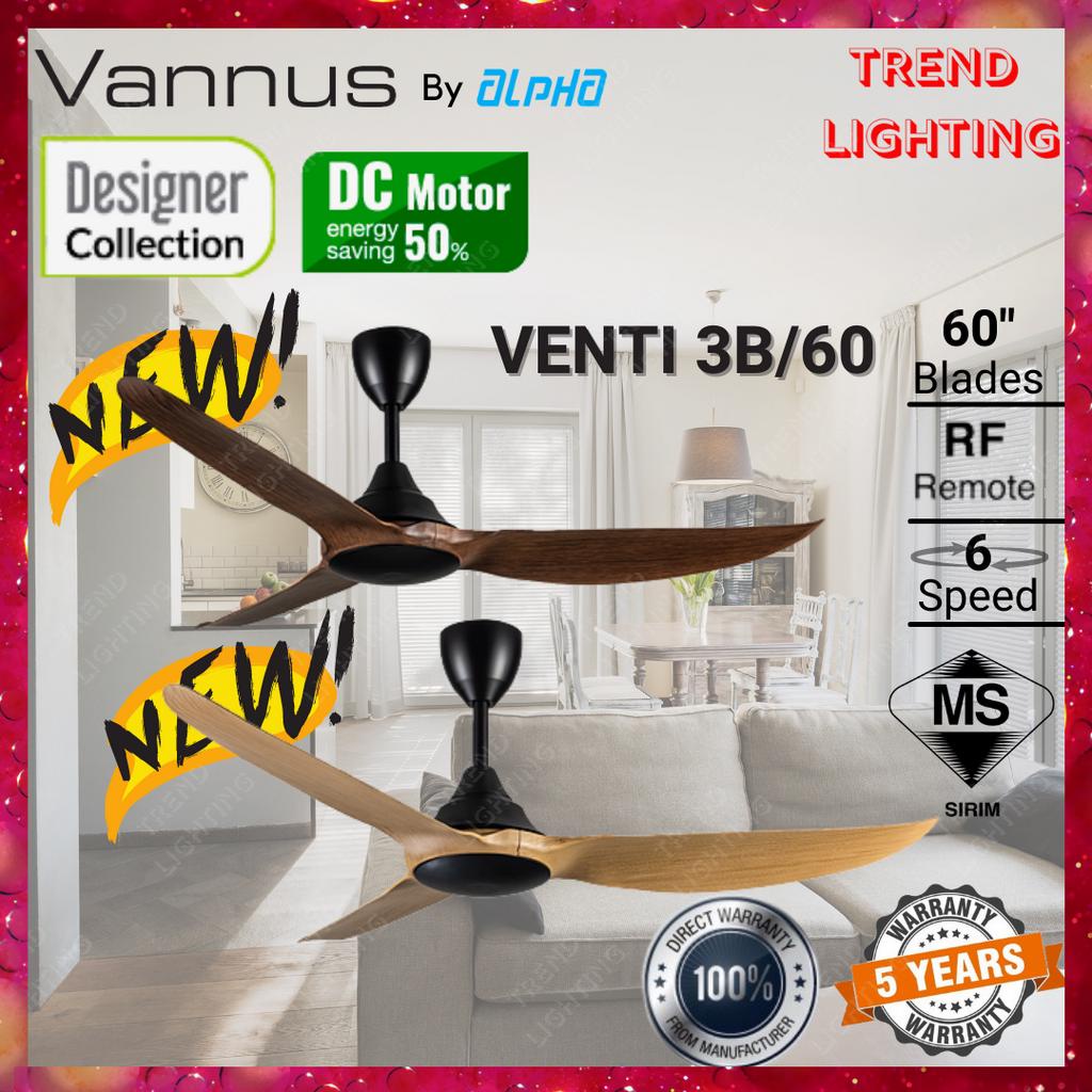 ALPHA Vannus Venti 60" Ceiling Fan 3 Blades DC Motor 6 Speeds Remote