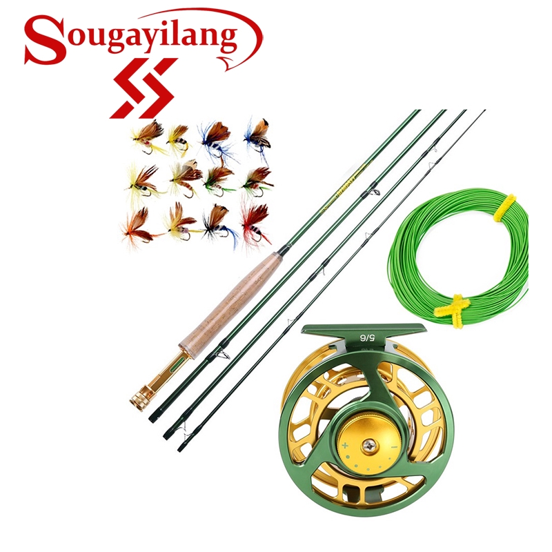 Sougayilang 2.7M Fly Fishing Rod Set And Fly Fishing Reel Combo With  Fishing Lure Line