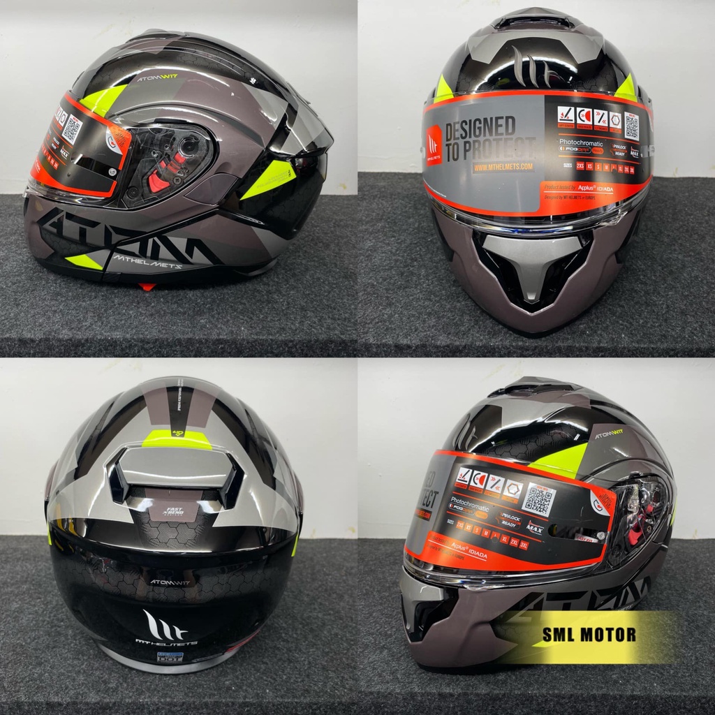 MT HELMETS ATOM SV W17 GLOSS GREY (Flip up Helmet with Double Visor) Shopee Malaysia