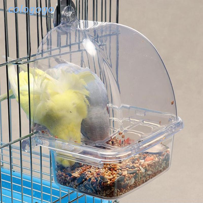 COLO Parakeet Feeder Box Pet Cage Plastic Food Container Birds Clear