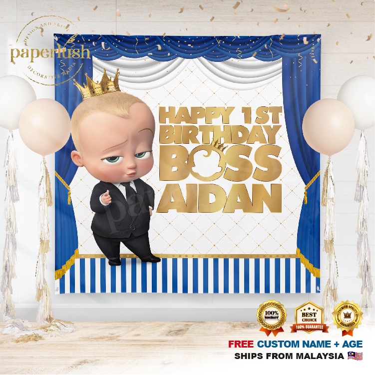 Birthday Banner | Birthday Backdrop | Hari Jadi - Boss Baby | Shopee ...