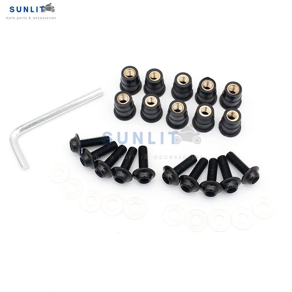 10PCS 5mm Universal Windshield Windscreen M5 Bolt Screw Nuts Fastener