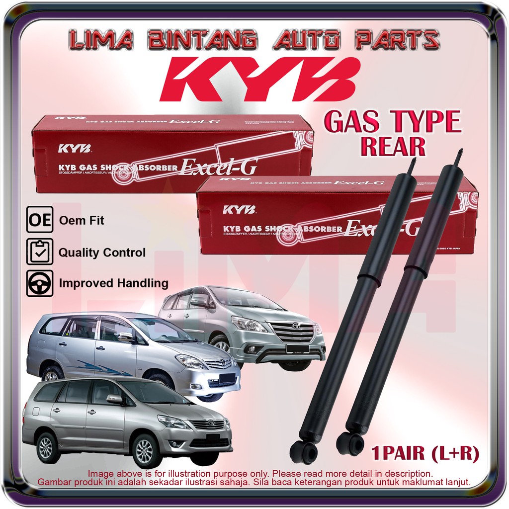 ( 1Pair ) Toyota Innova TGN40 AN40 Rear Shock Absorber Gas KAYABA KYB ...