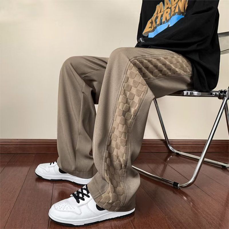 2022 New Straight Cut Long Slack Pants Men Casual Loose Wide Legs ...