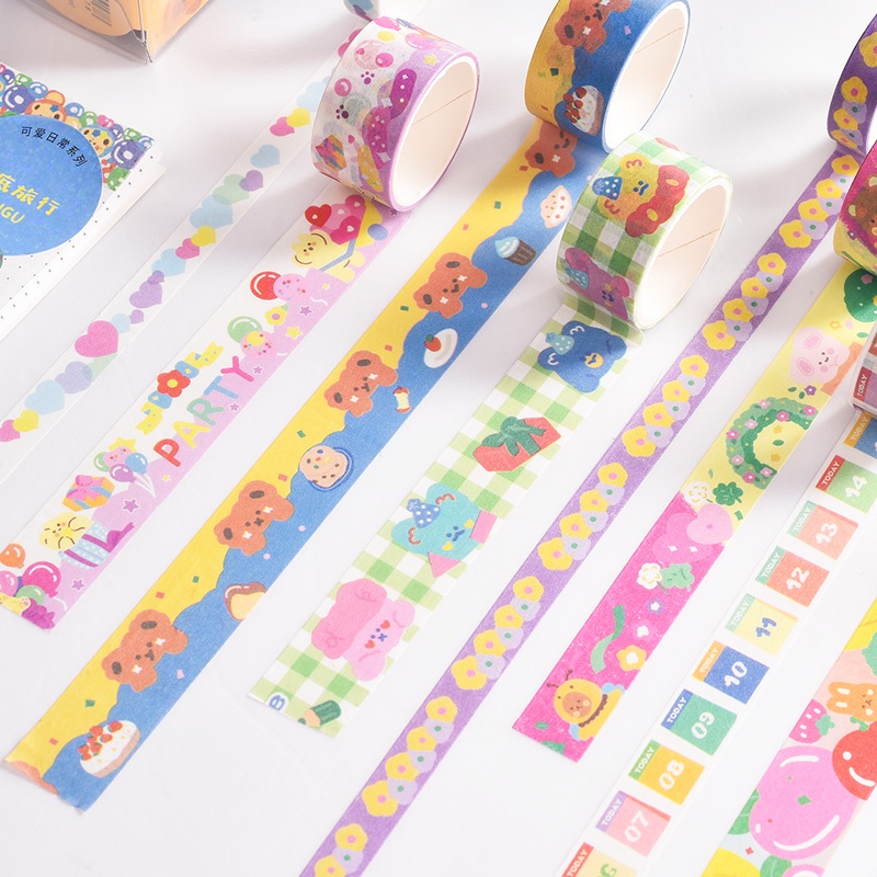 5 Rolls Boxed Cute Cartoon Tape Stickers Student Handbook Deco DIY ...