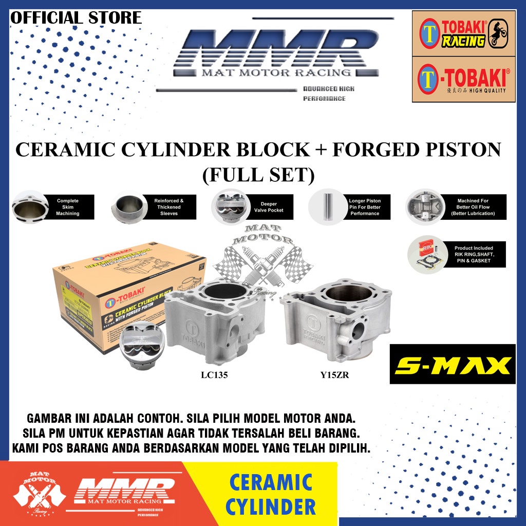 Y15ZR TOBAKI RACING S MAX CERAMIC CYLINDER BLOCK+ FORGED PISTON FULL ...