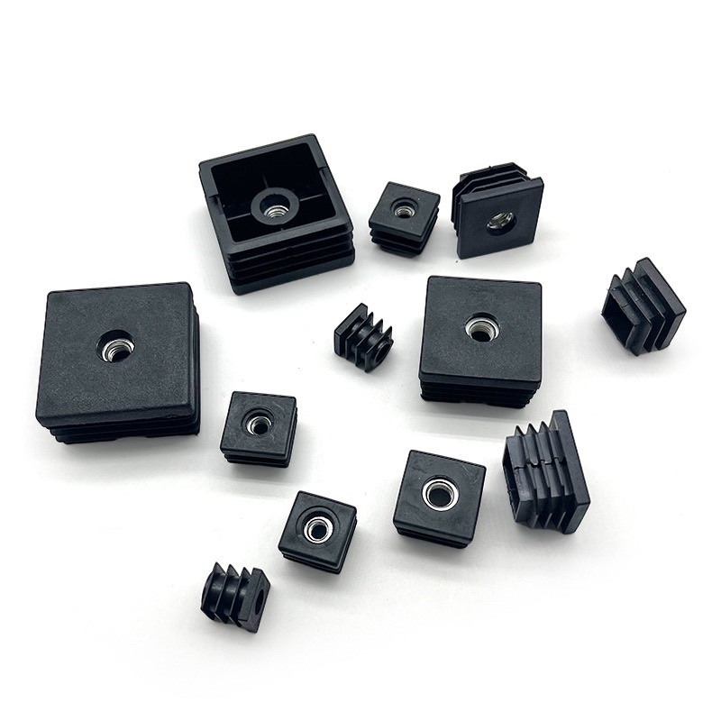 BLACK Adjustable Feet Threaded Tube Insert Tubes Table Shelf Mat