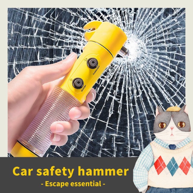 Car safety hammer(Multifunctional safety hammer) Shopee Malaysia