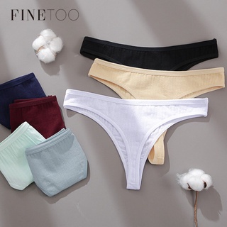 Cheap FINETOO 5PCS/Set M-XXL Cotton Panties Women's Letter Thong