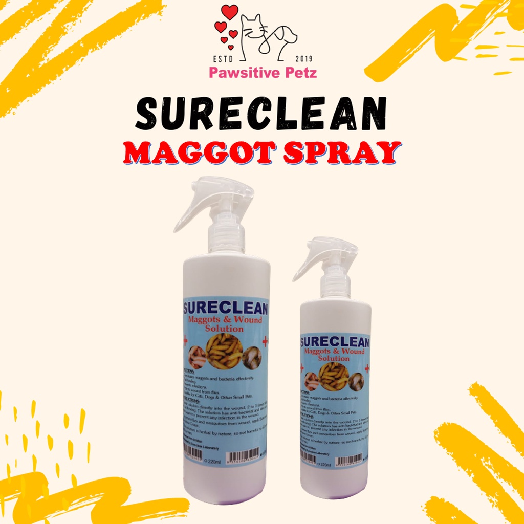 Sureclean Maggots & Wound Solution 220ML / 450ml Maggots Spray Cat