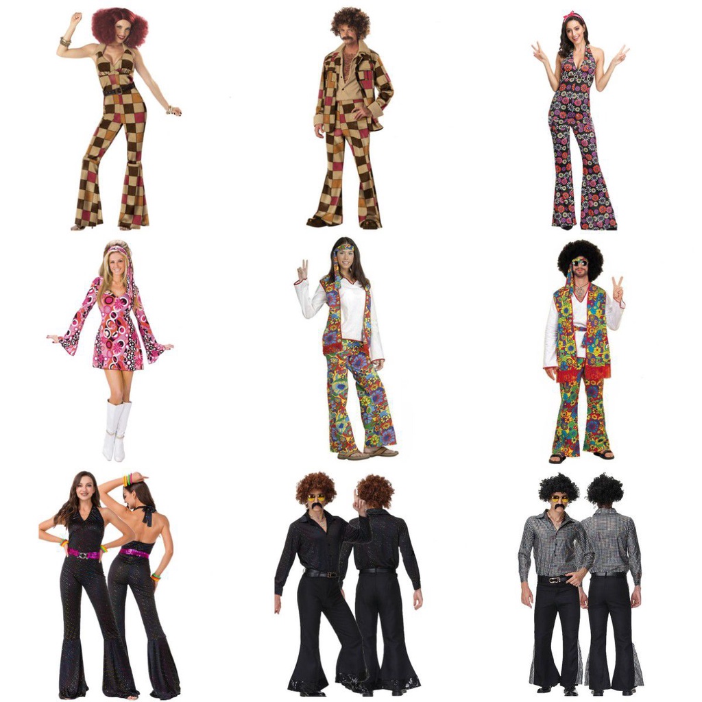 Retro 60s 70s Hippie Cosplay Carnival Halloween Costume for Men Women ...