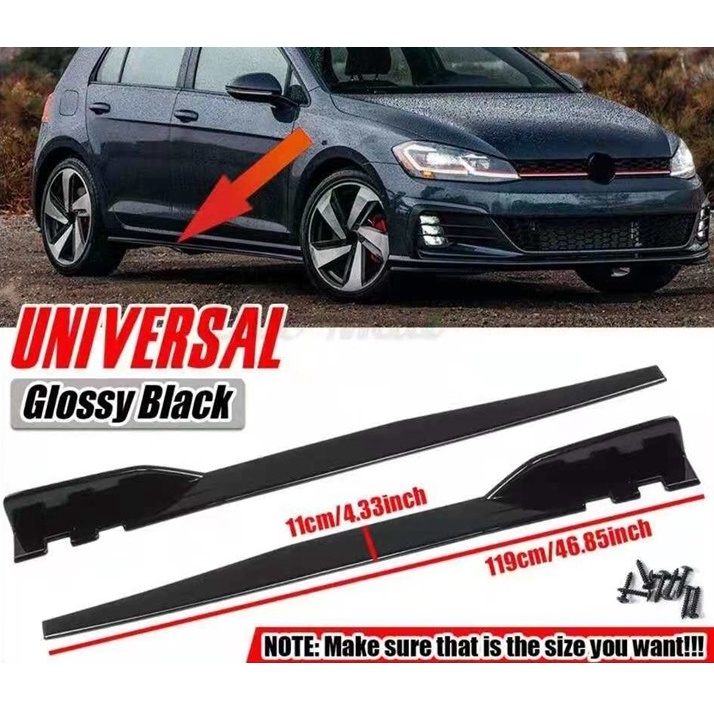 thumbnail interactive-video image 1 of ANNX 89.5" Universal Car Side Skirt Extension – 6Pcs Rocker Panel Body Kit Lip Splitters, PP Black 1 of 4