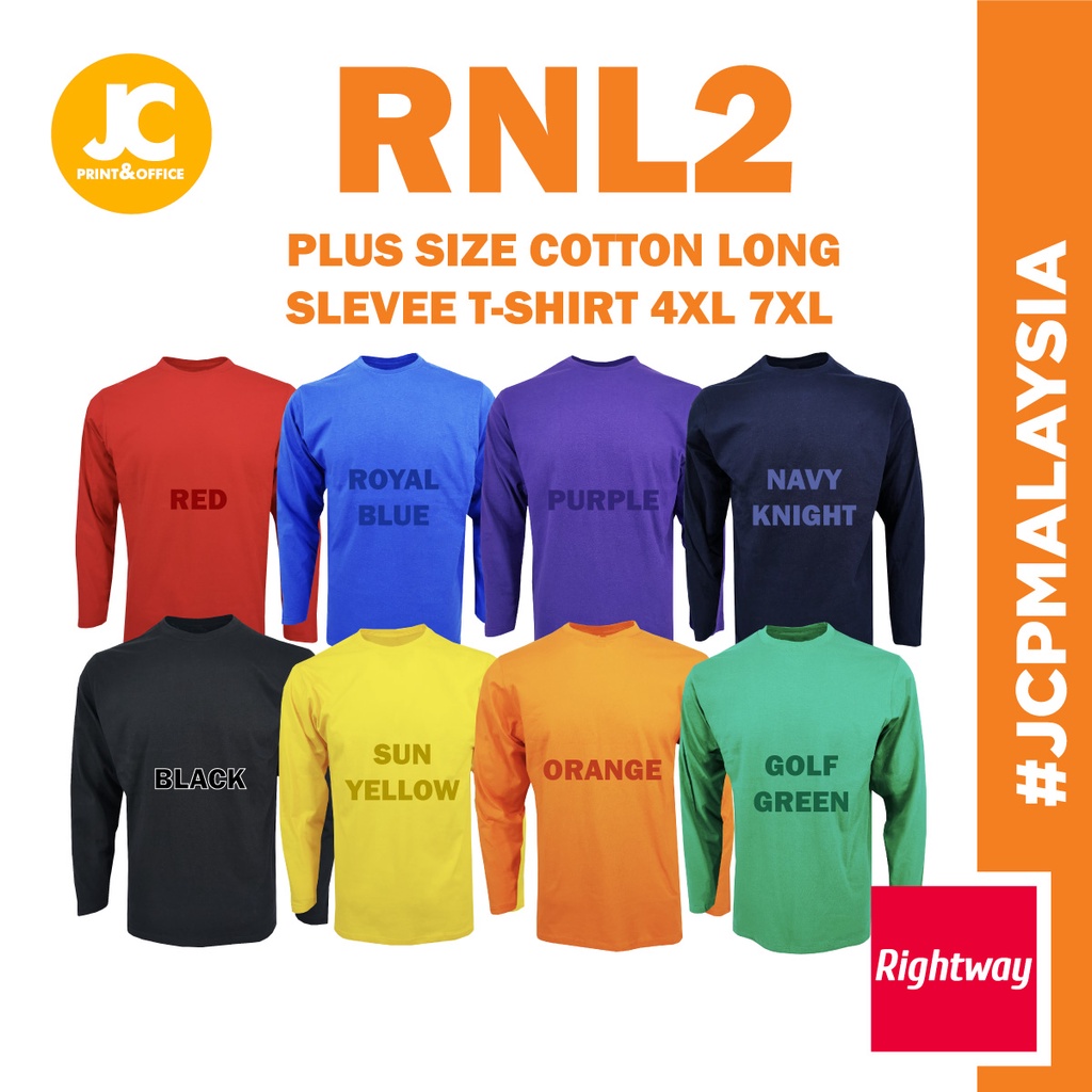 JCP x RIGHTWAY Air Cotton Long Sleeve Big Size 4XL 7XL TShirt RNL2