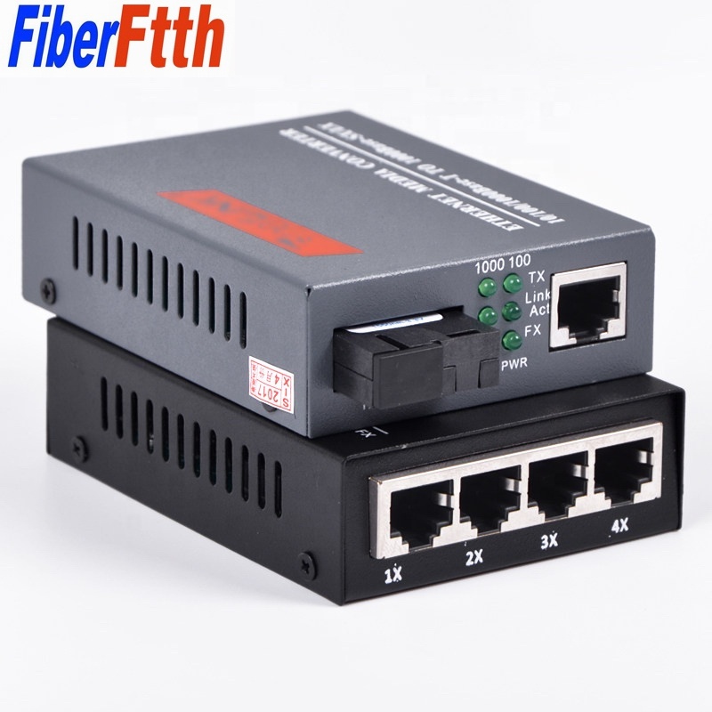 Fast Ethernet switch 4 RJ45 1 SC fiber Port 10/100/1000M Converter ...