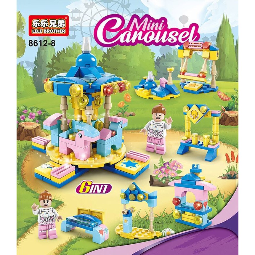 6 In 1 Lego Compatible Mini Carousel Building Blocks Bricks Boy and ...
