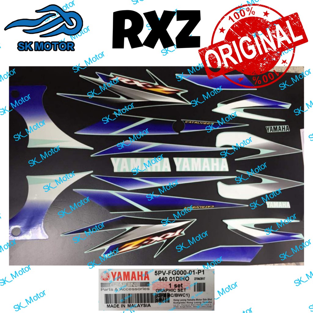 Yamaha RXZ Catalyzer Original Stripe Sticker Body Graphic Biru Blue ...
