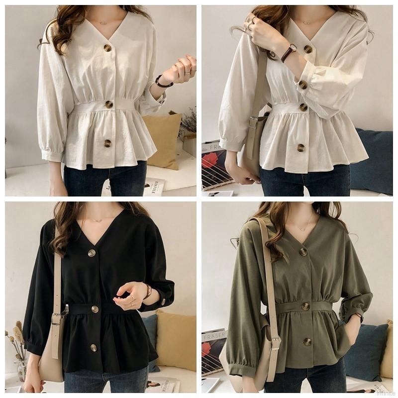 BRYLIN™ - Casual Button V-Neck Long Sleeve Oversized Blouse main image 0