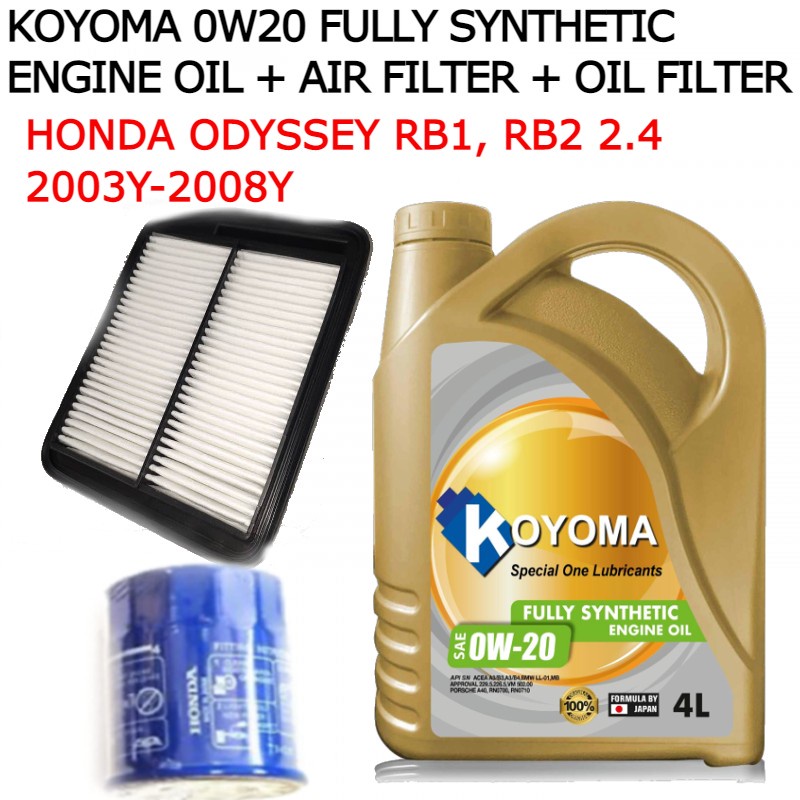 HONDA ODYSSEY RB1, RB2 2.4 2003y2008y AIR FILTER + OIL FILTER + KOYOMA