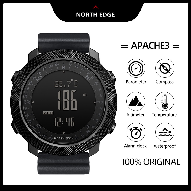 NORTH EDGE Apache3 jam tangan lelaki Men Outdoor Compass Altimeter ...
