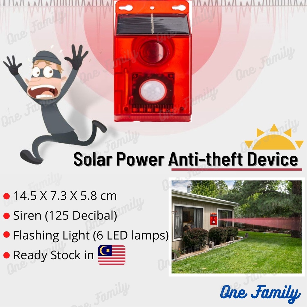 Solar Alarm Sensor LED Red Light Infrared With Remote Control House ...