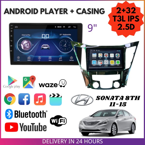 HYUNDAI SONATA 8TH 2011 2012 2014 2015 2+32GB 9 INCH T3L IPS 2.5D ...