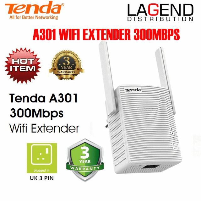 Tenda A9 Wireless Wifi Repeater 300 MBps, Access Point and Universal Range  Extender Strong Wifi Signal, Plug And Play, Compatible with All Wifi Modem