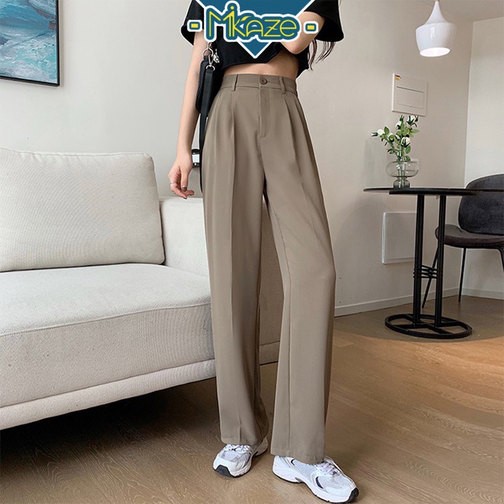 MIKAZE - MAYA Korean Style Women Straight Leg Long Pants Suit Pants ...