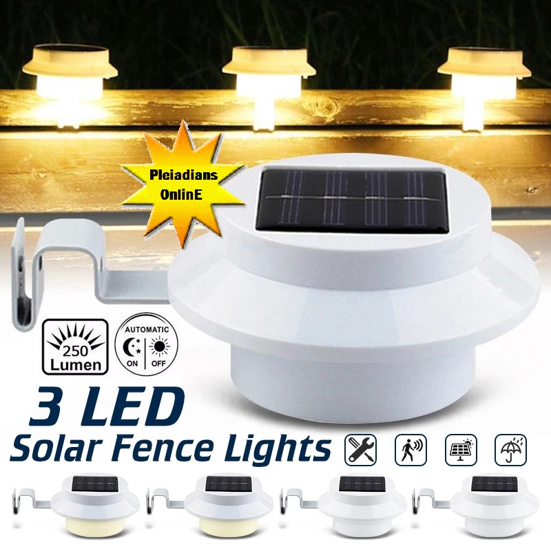 HOMIEE Solar Powered Fence Gutter Lamp Led Flash Bulb Light Garden ...