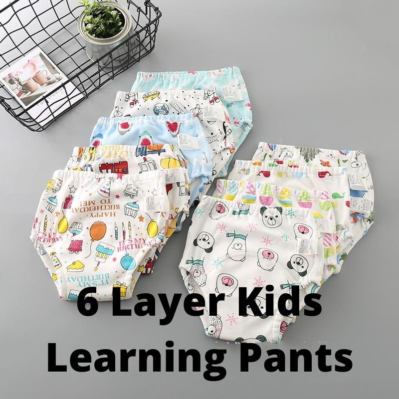 READY STOCK> 6 Layers Kids Learning Pants Waterproof Potty Training Pants