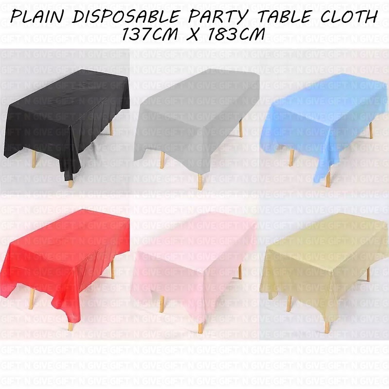 Plain Color 137cm x 183cm Party Disposable Table Cloth Cover Waterproof