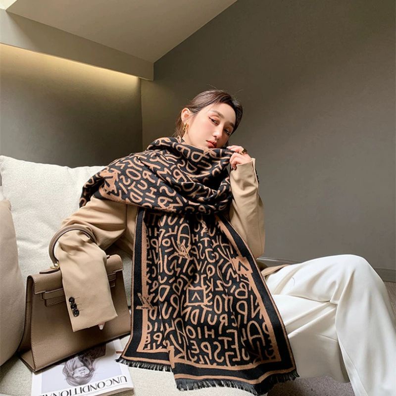 Women's Winter and Autumn Scarf shawl carriage letters imitation ...