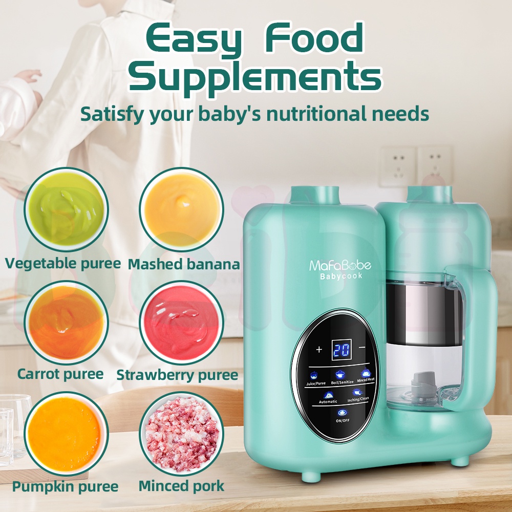 Mafababe 5 in 1 Baby Food Processor Heating/Steam/Defrost/Blend Can