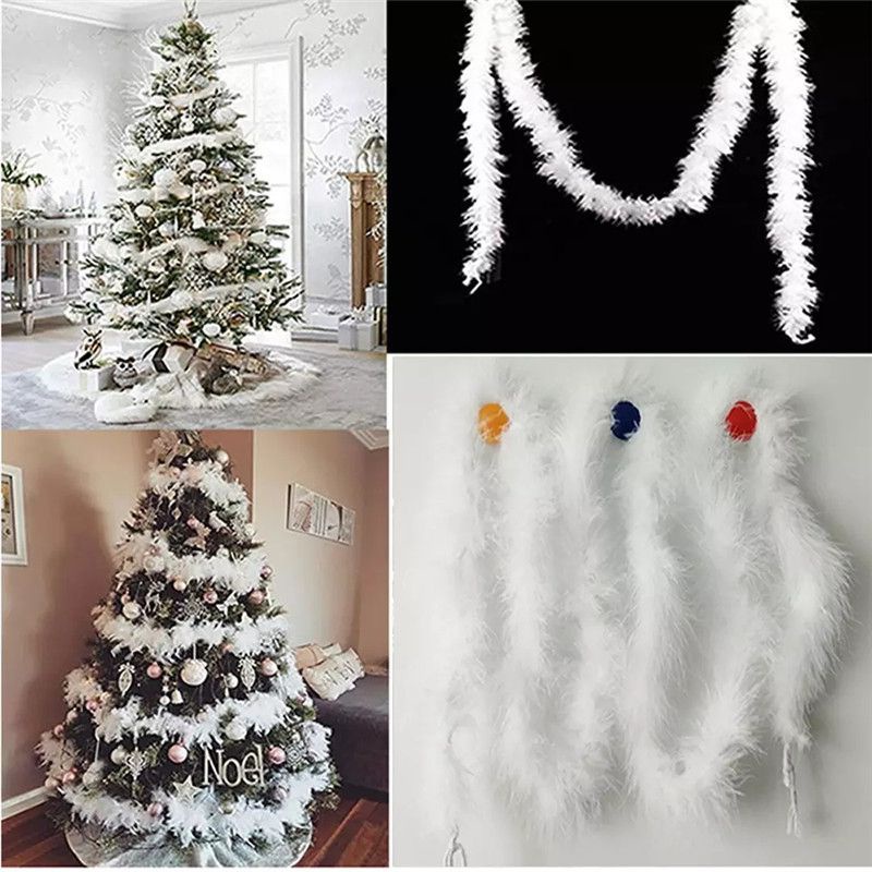 Christmas Tree White Feather Boa Strip Xmas Ribbon Party Garland Decor 2M