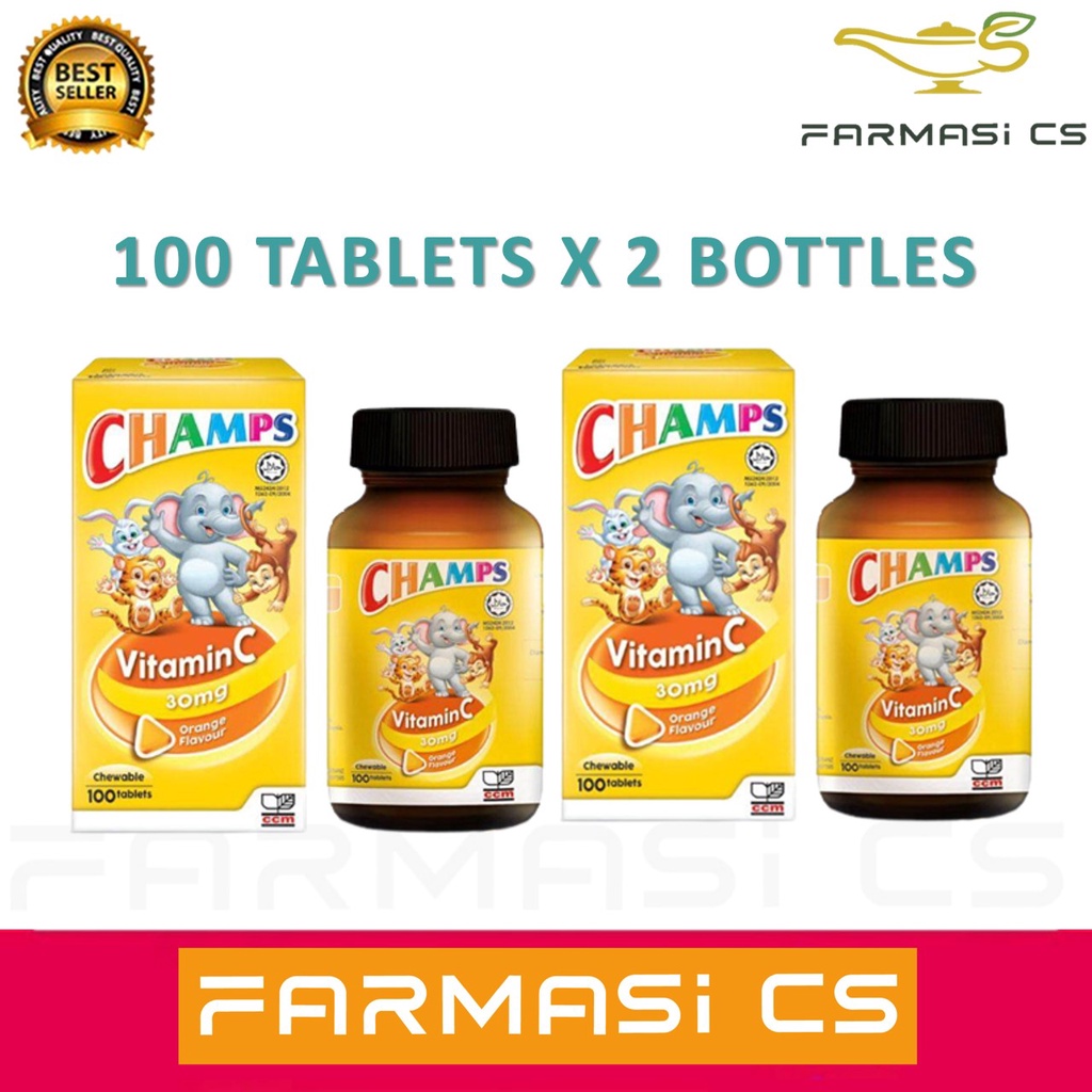 CHAMPS Vitamin C 30mg Orange Flavour 100s x 2 (TWIN) EXP09/2025