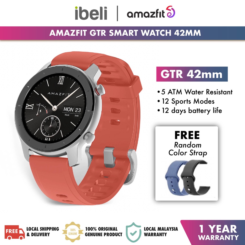 ENGLISH Amazfit GTR Smart Watch 42mm with AMOLED Coral Red