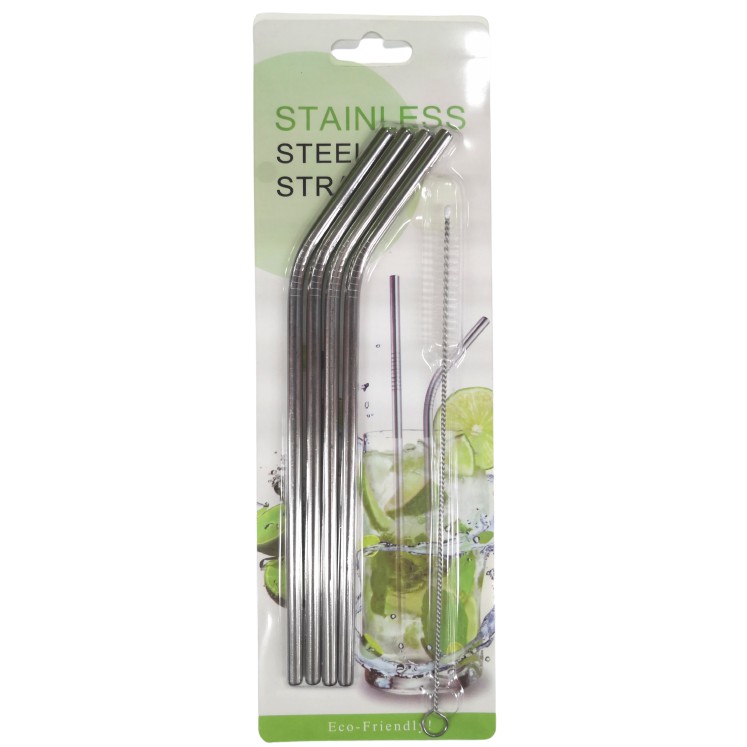 Straw Besi Minuman + Berus / Stainless Steel Straw + Cleaner Brush ...