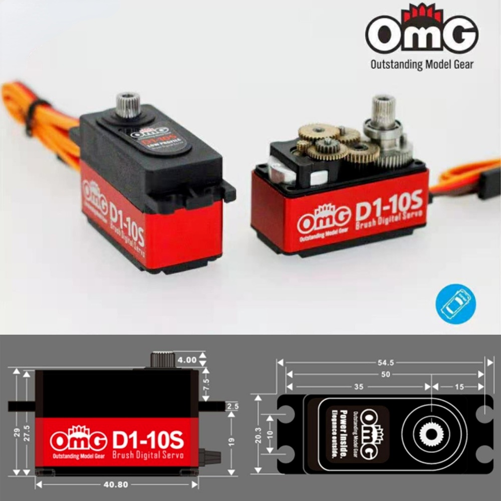 OmG D1-10S Short Body 10kg Digital Brushed Steering Gear 1:10 Racing ...