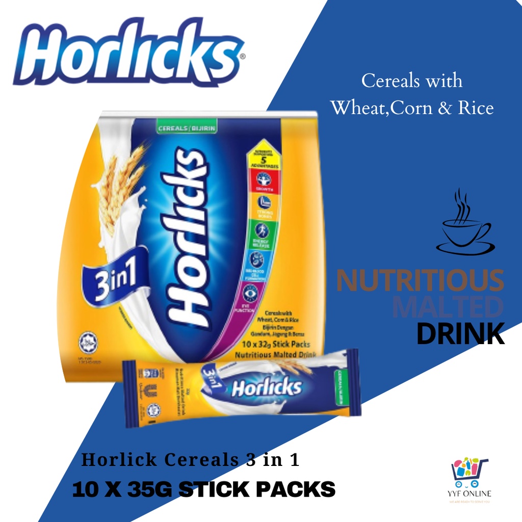 Horlick Cereals 3 in 1 Nutritious Malted Drinks / Minuman Malt ...