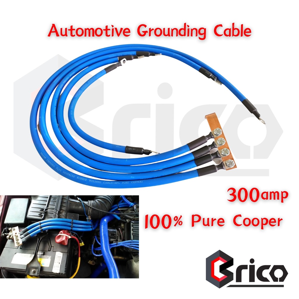 Car Grounding Cable 300amp Set 5Point/6Point 100 Pure Cooper Blue
