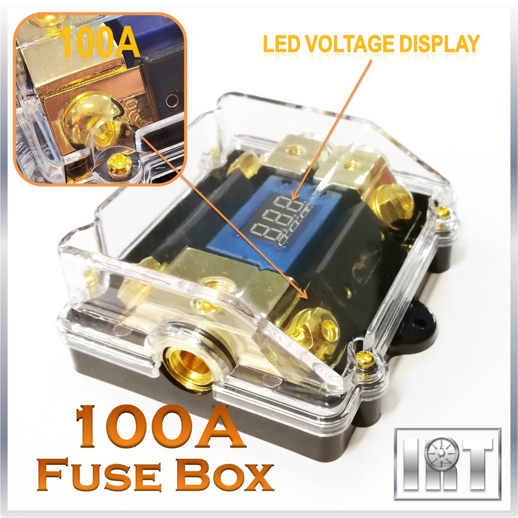 100A LED Fuse Box Audio Amplifier Car 1 to 2 Holder Speaker Sound Fius ...