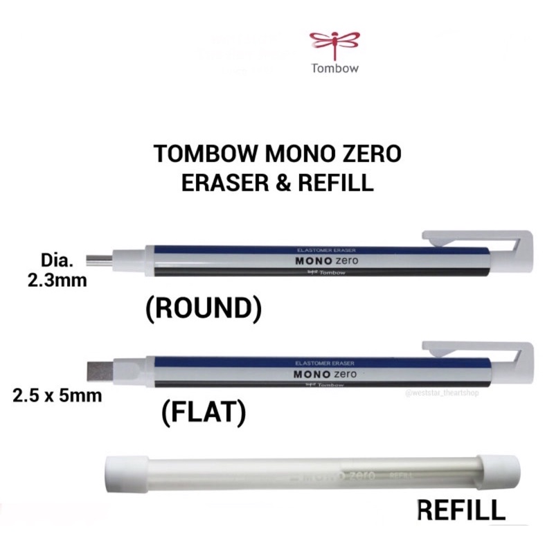 Tombow Mono Zero Eraser and Refill Flat / Round Shopee Malaysia