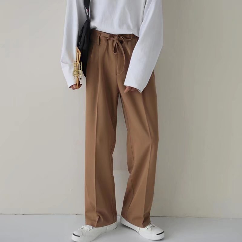 Summer Men's High Waist Straight Business Pants British style Trousers  Korean