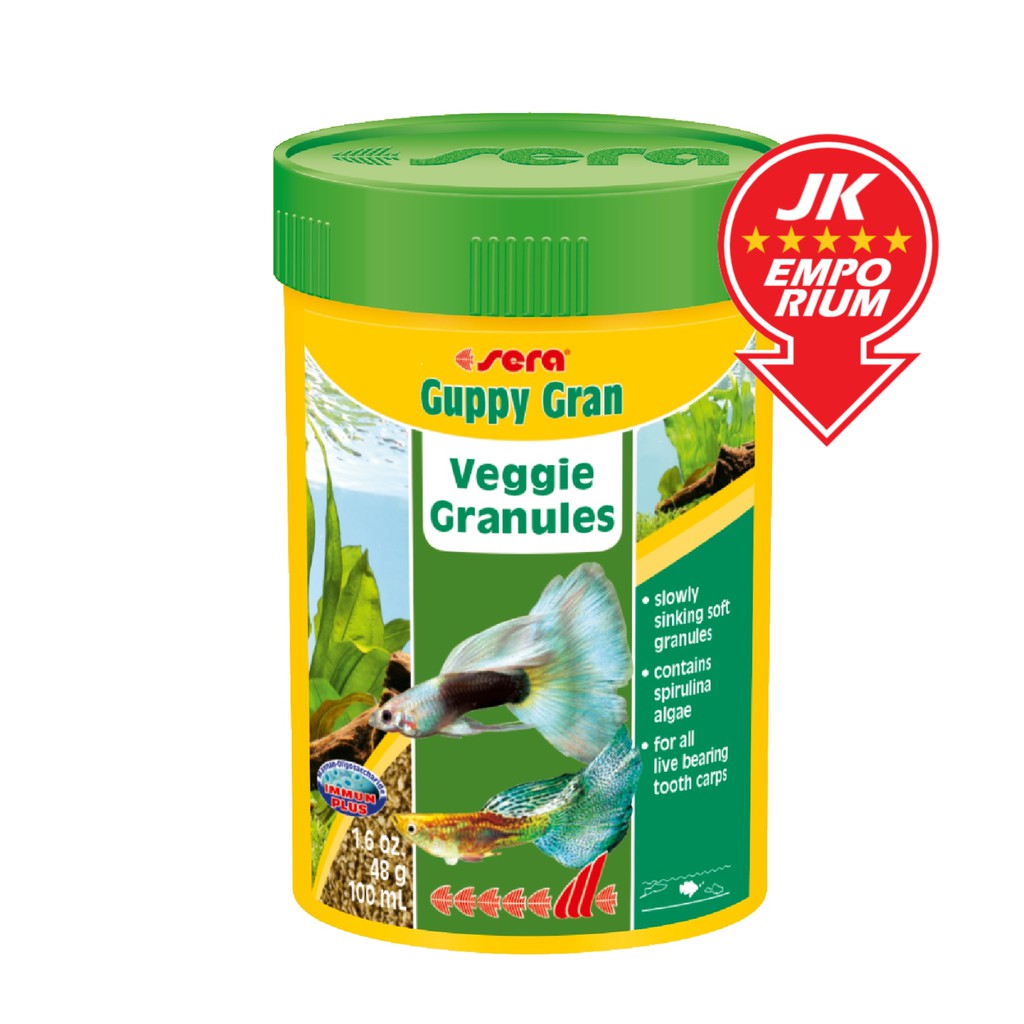 Sera Guppy Gran Veggie Granules 100ml 48g Food For Guppies Makanan Ikan ...