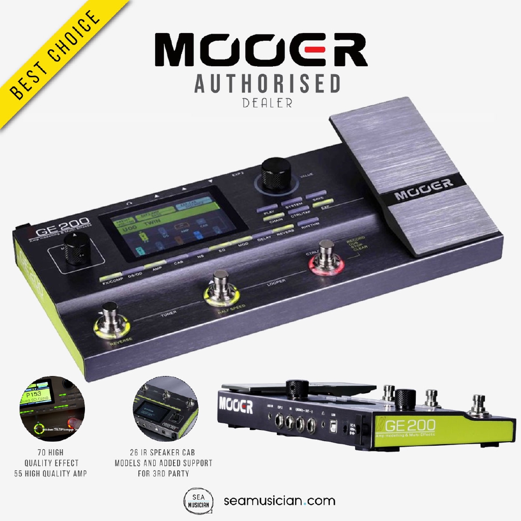 MOOER GE200 AMP MODELLING & GUITAR MULTI EFFECT PROCESSOR W/ POWER