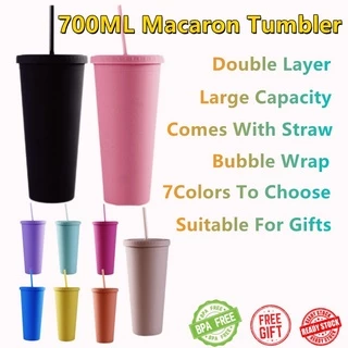 700ML Bpa Free Cute Tumbler With Straw Macaron Tumbler Ins Style Starbucks Tumbler For Friend Birthday Gift